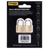 Padlock Solid Brass 18mm Includes 2 Keys Per Lock 2pk – image 3