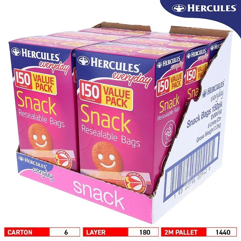 Hercules Snack Bags Snap Lock 150pk 15cm X 9cm – image 4
