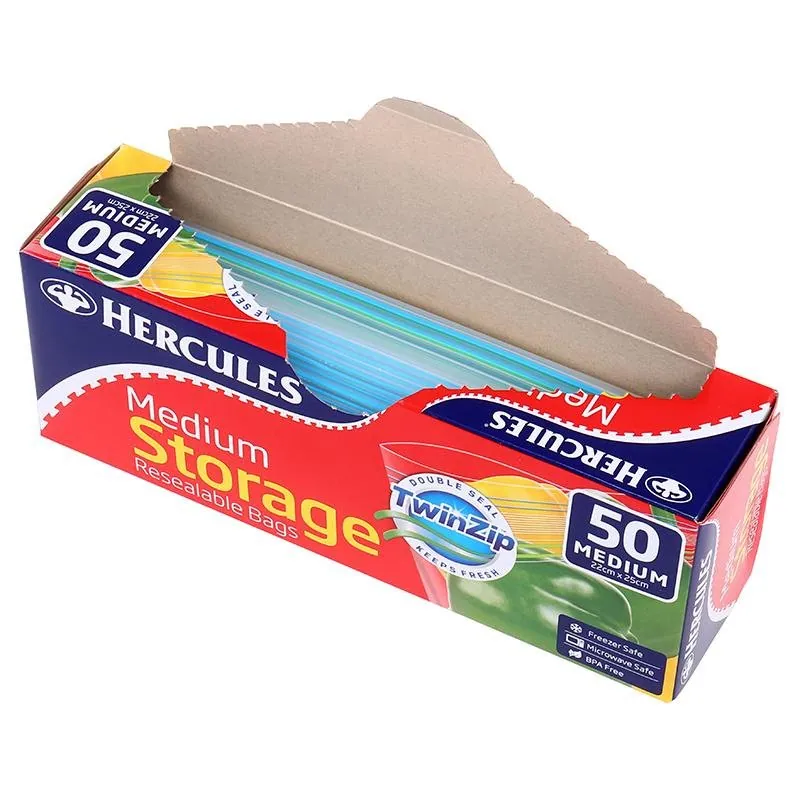 Hercules Bags Strorage Medium Resealable Twin Zip 22cm X 25cm 50pk – image 2