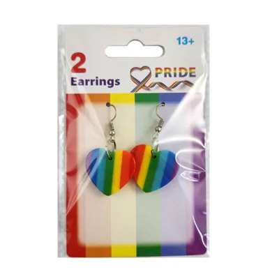 Rainbow Earrings Heart 2.5cm