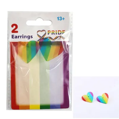 Rainbow Earrings Heart 2.5cm