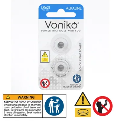 Voniko Alkaline Button Battery AG1 2pc