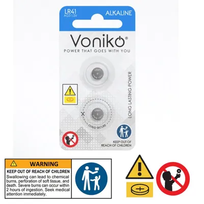 Voniko Alkaline Button Battery AG3 2pc