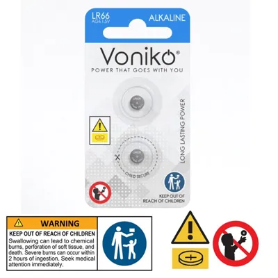 Voniko Alkaline Button Battery AG4 2pc