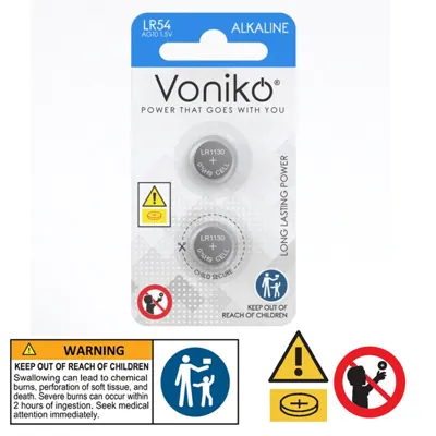 Voniko Alkaline Button Battery AG10 2pc