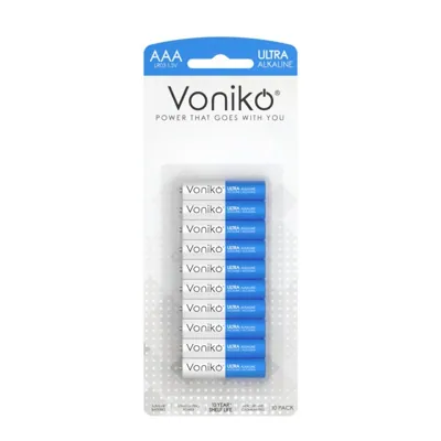 Voniko Alkaline Batteries AAA 10pc 10YEARS Shelf Life