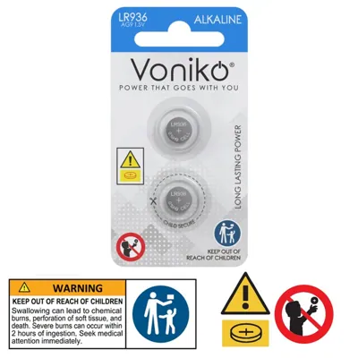 Voniko Alkaline Button Battery AG9 2pc