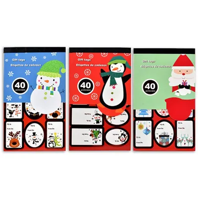 Christmas Gift Tags 40pk/60pk 4-6 Sheets