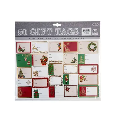 Christmas Gift Tags 50pk Glitter/Foil 30.5x21.5cm