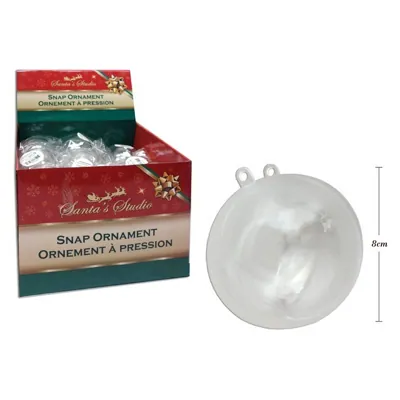 Christmas Craft Clear Snap Ornament Container 80mm