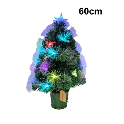 Christmas Tree Fibre Optic Green with Reindeer 60cm