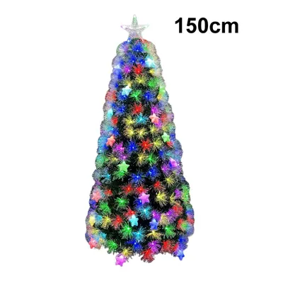 Christmas Tree Fibre Optic Green Multi Color with Star 150cm