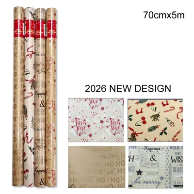 Christmas Gift Wrap 70cmx5m Kraft Paper