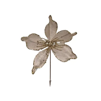 Christmas Flower with Clip 9x21cm Champagne