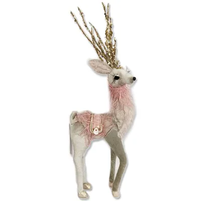 Blush Pink and Green Reindeer 19x8x45cm