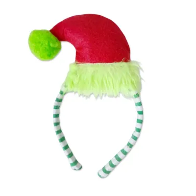 Christmas Headband Santa Hat Green Fur