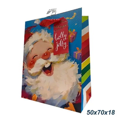 Christmas Gift Bag Happy Santa 50x70x18cm