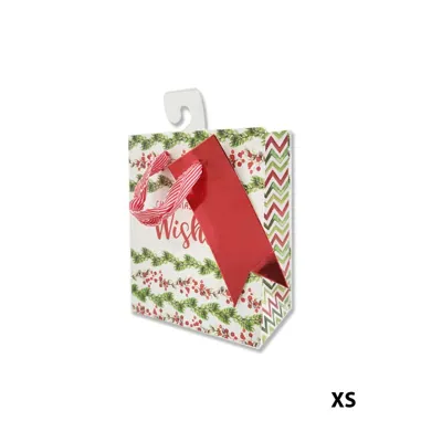 Christmas Gift Bag Embossed Paper XS 11.1x13.7x6.2cm