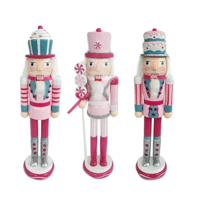 Christmas Wood Nutcracker 38cm Pink