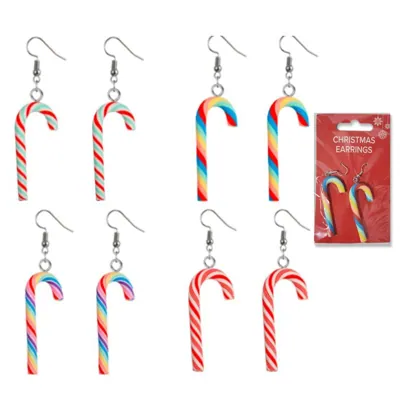 Christmas Earrings Candy Cane Design