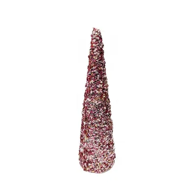 Christmas Frost Pink Sequin Cone Tree 12x41cm