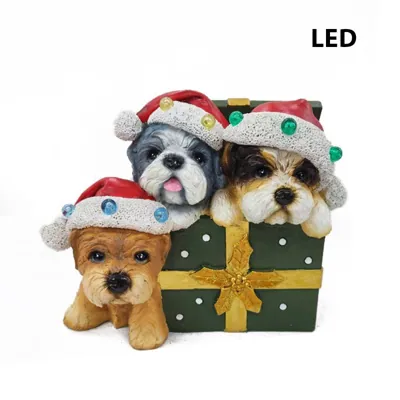 Resin Christmas Dogx3 23x16x18cm with Light