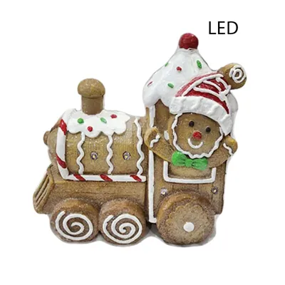 Christmas Mgo Gingerman Train 29.5x13x28.5cm +led