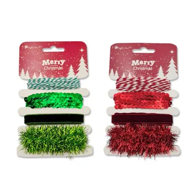 Christmas Strings Cotton 3m+Sequin 1m+Velvet 1m+Tinsel String 1m