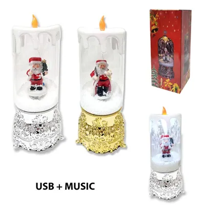 Christmas Music & Snow Candale Santa 11x27cm