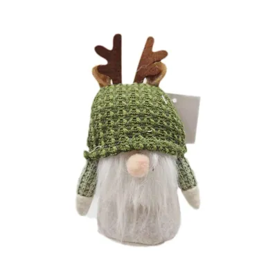 Plush Christmas Green Gnome 5x9x15cm