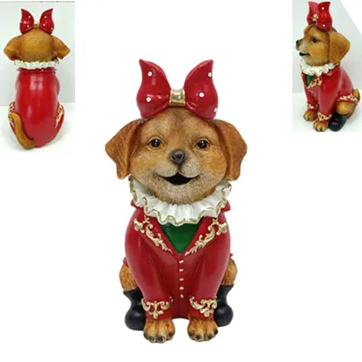 Resin Christmas Dog 12.5x13.5x24.5cm