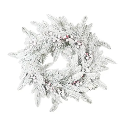 Christmas Snowy Pine Wreath with Berry 28x58cm