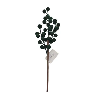 Christmas Flocked Berry Pick 30cm Green
