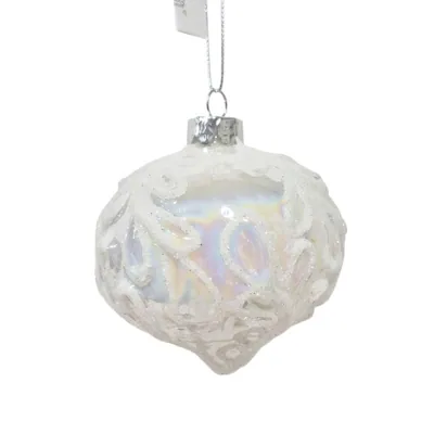 Christmas Glass Bauble White 8cm