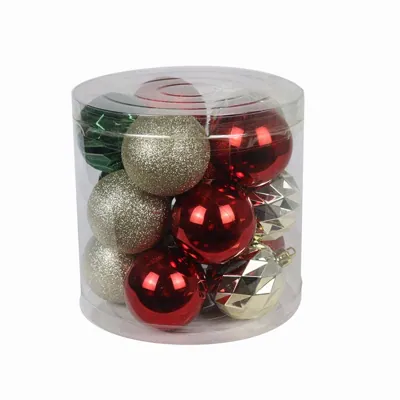 Christmas Bauble Set 5cm 15pc Red+Gold+Green