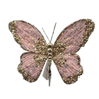 Christmas Butterfly Clip 16x15cm Pink