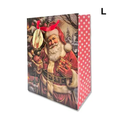 Christmas Gift Bag Vintage Santa L 26x32x10cm