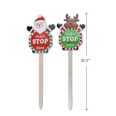 Christmas Santa Stop Here Foam Sign Yard Stake 70cm
