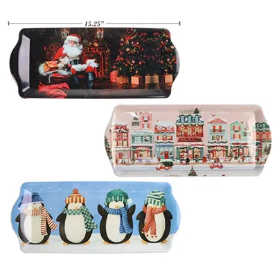 Christmas Plastic Rectangle Tray 38x16cm