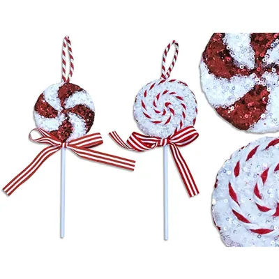 Christmas Confetti Lollipop Ornament with Ribbon 9.5x26cm