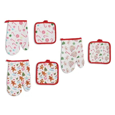 Christmas Oven Mitt s/2 Mitt 27x18cm Mat: 16.5cm